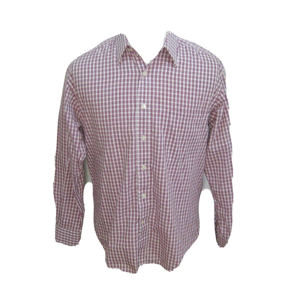 MONSIEUR GIVENCHY Men's (Size 15.5) Red Check Long Sleeve Button Front Shirt Top
